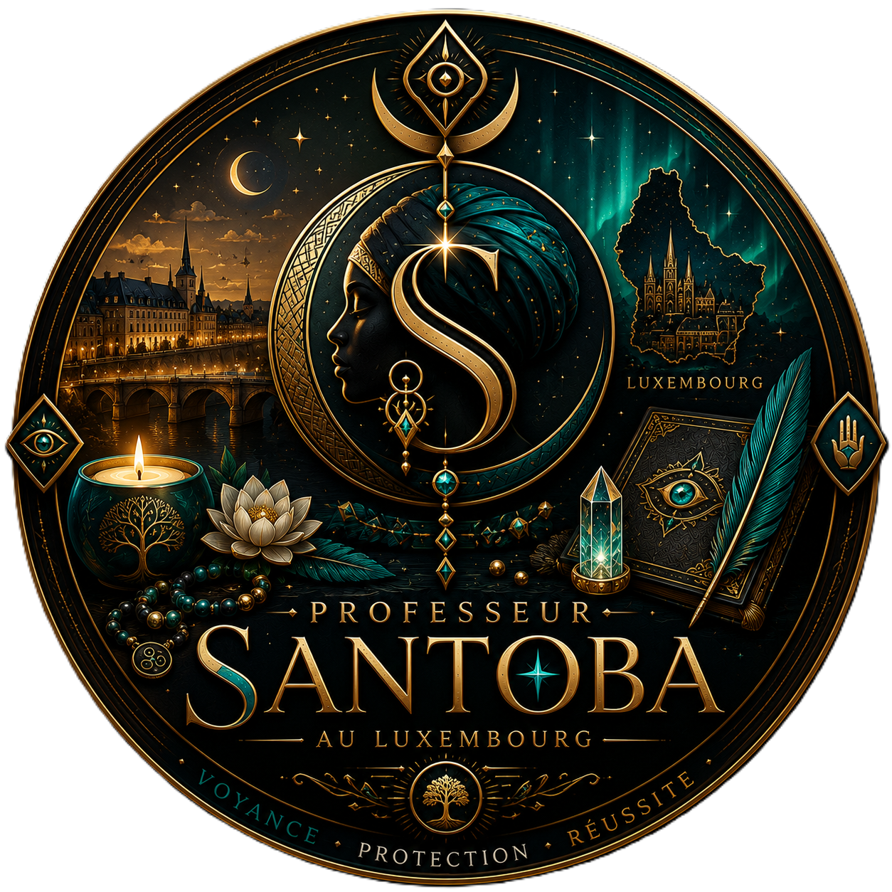 Logo Professeur Santoba — Marabout au Luxembourg